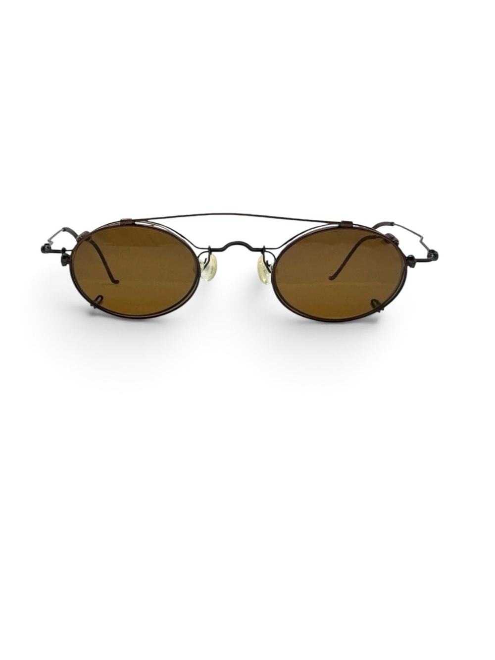 Vintage Oval Sunglasses Brown Tint Wire Metal Frame 44-25-125 Unisex